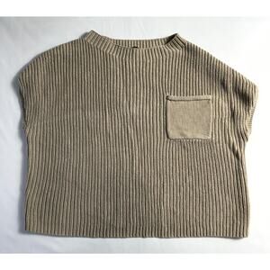 Lillusory women Tan Knit  100% cotton Sleeveless Sweater Size Medium
